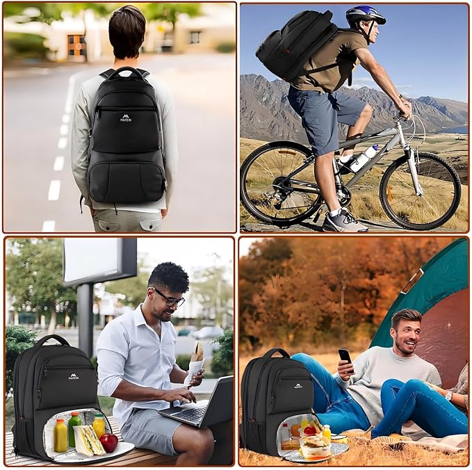 MATEIN Lunch Backpack for Men, 17 Inch Insulated Cooler Backpack with Lunch Compartment, Water Resistant Laptop Back Pack Computer Meal Prep Backpacks Mens Gifts Work Picnic College Travel - Image 7