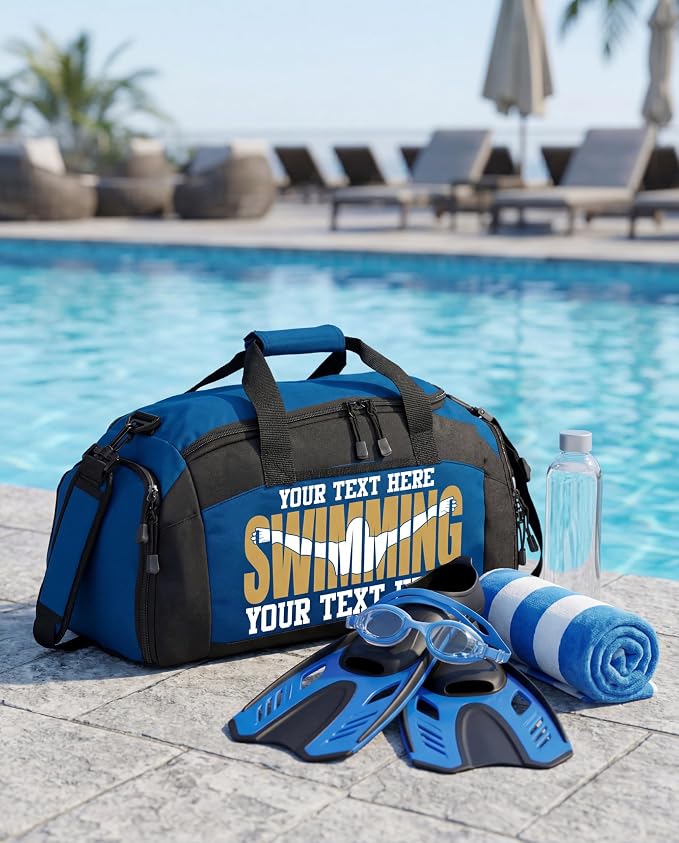 Personalized Swim Team Duffel Bag with Custom Name – Waterproof Swimming Gear Bag for Youth & Adults – Large Pool Bag with Shoe Compartment & Wet Pocket - Image 6