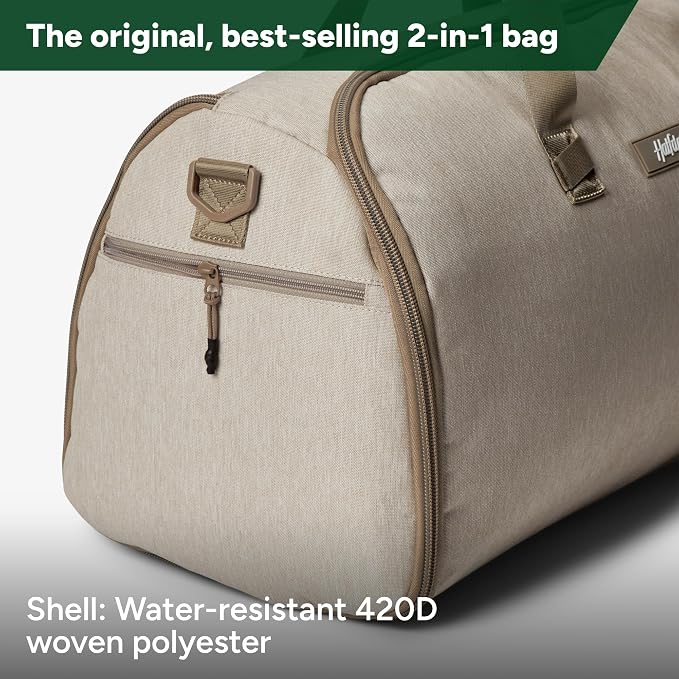 Halfday Convertible 2-in-1 Garment Duffel Weekender Bag 45L: Wrinkle-Free Travel (Hanging Suit Compartment, Shoe Pockets, Trolley Sleeve), Durable & Water-Resistant Carry-on, Stone - Image 5