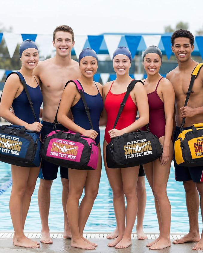 Personalized Swim Team Duffel Bag with Custom Name – Waterproof Swimming Gear Bag for Youth & Adults – Large Pool Bag with Shoe Compartment & Wet Pocket - Image 8