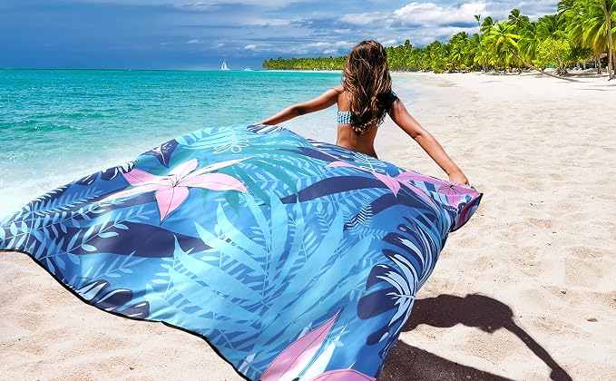 WIWIGO Beach Blanket Waterproof Sandproof Beach Mat 79" X 83"/10'x9'for 2-8 Adults Quick Drying Outdoor Picnic Mat Beach Accessories for Travel, Camping, Hiking - Image 5