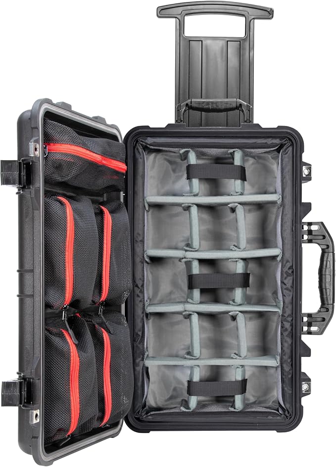 Eylar 22" Rolling Carry-On Travel Hard Camera Case with Adjustable Padded Divider & Lid Organizer, Waterproof, Shockproof For Equipment, Drones And Cameras, TSA Standard - Image 6