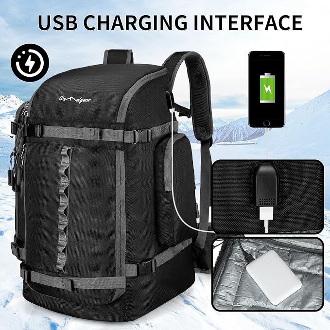 65L Ski Boot Bag,Large Duffle Travel Bag,1680D Nylon Waterproof Padded Ski Boot Bag Backpack For Women Men Kids - Image 8
