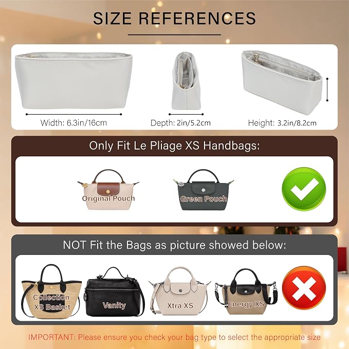 Soft Nylon Purse Organizer Insert for Longchamp Le Pliage Mini Handbag, Lightweight Luxury Long Champ Mini Handbag Storage Divider with 5 Upgraded Deepened Compartments,XS/Beige - Image 2