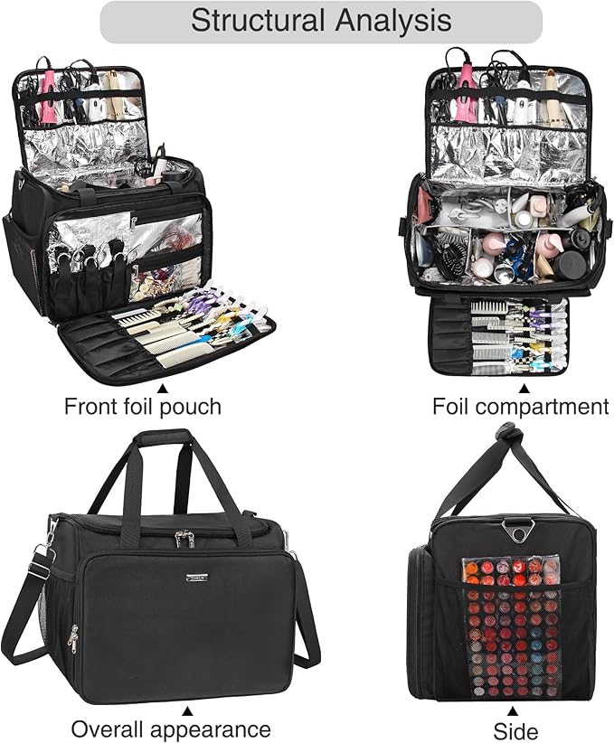 MONSTINA Professional Hairdressing Bag,Hairstylist Travel Bag,Cosmetics Beauty Hairdresser Bag with Shoulder Strap,Hair Makeup Salon Organizer Bag for Barber Insulation Material - Image 2