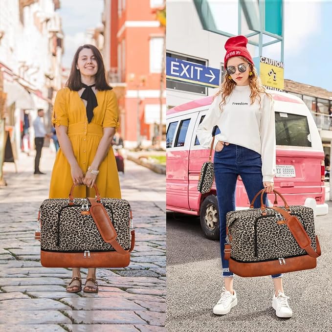 Travel Weekender Bag for Women, 21" Overnight Bag with Shoe Compartment 50L Large Travel Duffel Bag Carry On Tote for Weekend, Overnight, Business Trips, Water Resistant - Image 2