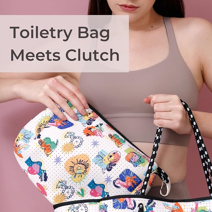 POPUPS Large Makeup Bag with Zipper - Waterproof Neoprene Cosmetic Bag 7.7 x 10.75 x 5 inches - Image 6