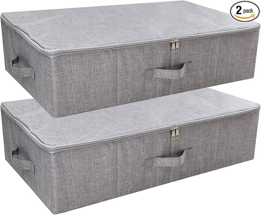 Folding Under the Bed Storage Bin with Lids, Under Bed Storage Containers | underbed storage containers,under bed storage bins, Wardrobe Closet Clothing Blanket, Shoes, Toys Organizer Containers by iwillCREATEPRO