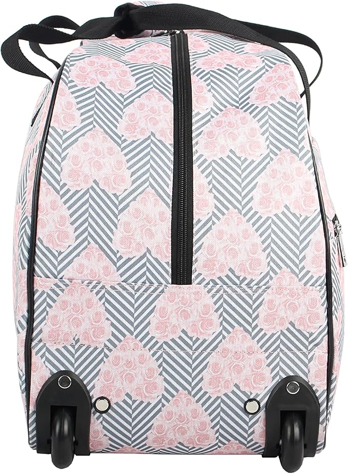 Betsey Johnson Designer Carry On Luggage Collection - Lightweight Pattern 22 Inch Duffel Bag- Weekender Overnight Business Travel Suitcase with 2- Rolling Wheels (CHEVRON HEARTS, One Size) - Image 4