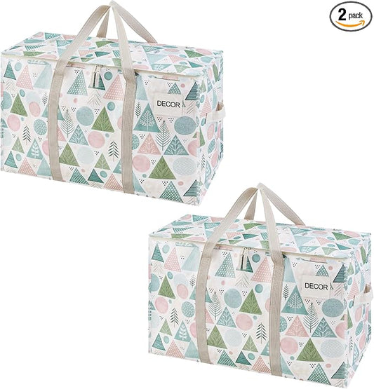VENO 2 Pack Heavy Duty Moving Bags, Extra Large Storage Bags with Reinforced Handles & Strong Zippers, Foldable & Reusable Moving Box Alternative for Clothes & Dorm Storage by Veno