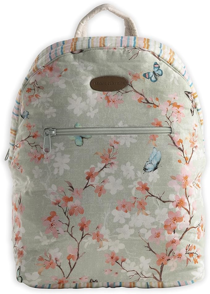 Maison d' Hermine Backpack for Women Men Cotton Shoulder Multipurpose Rucksack with Small Pouch Lightweight Multi Pocket Bag for Travel Work Beach Perfect for Spring Summer (Blossoms in Spring) by MaisondHermine