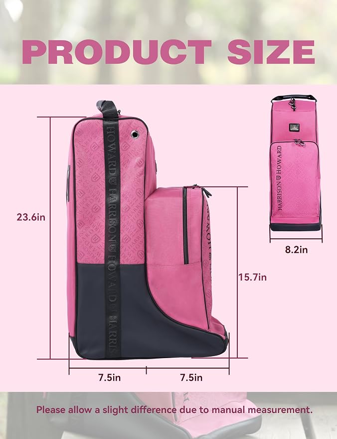 Harrison Howard Tall Boot Bag Equestrian Boot Travel Bag for Storing Helmet, Horse Whip Accessories Boot Storage Bag Pink - Image 8