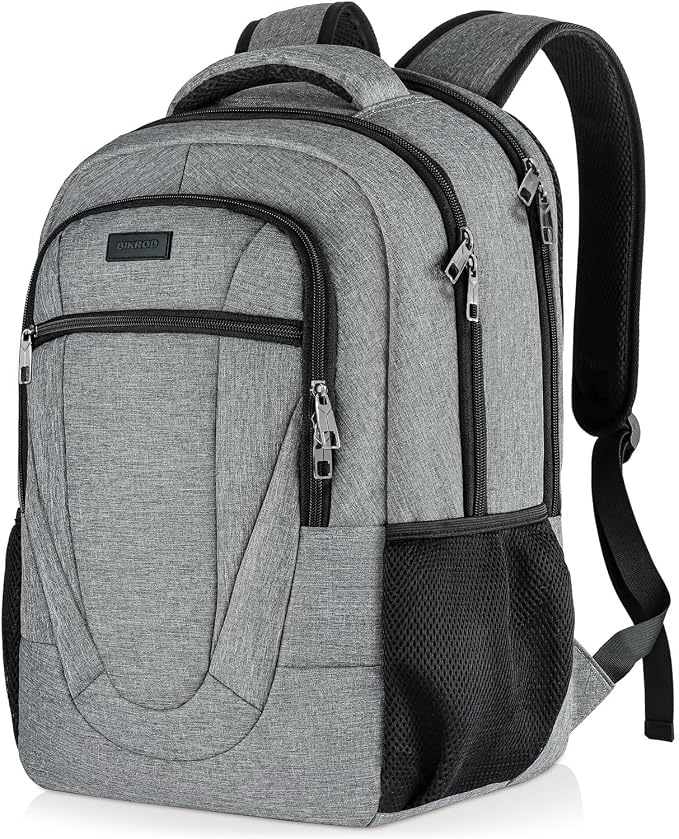 BIKROD Travel Laptop Backpack, Backpacks for School College Teens, Business Anti Theft Slim Sturdy Backpack for Woman and Men, Adult Computer Work Backpack for 17 IN Laptop, Grey by PRISTINEBAGUS