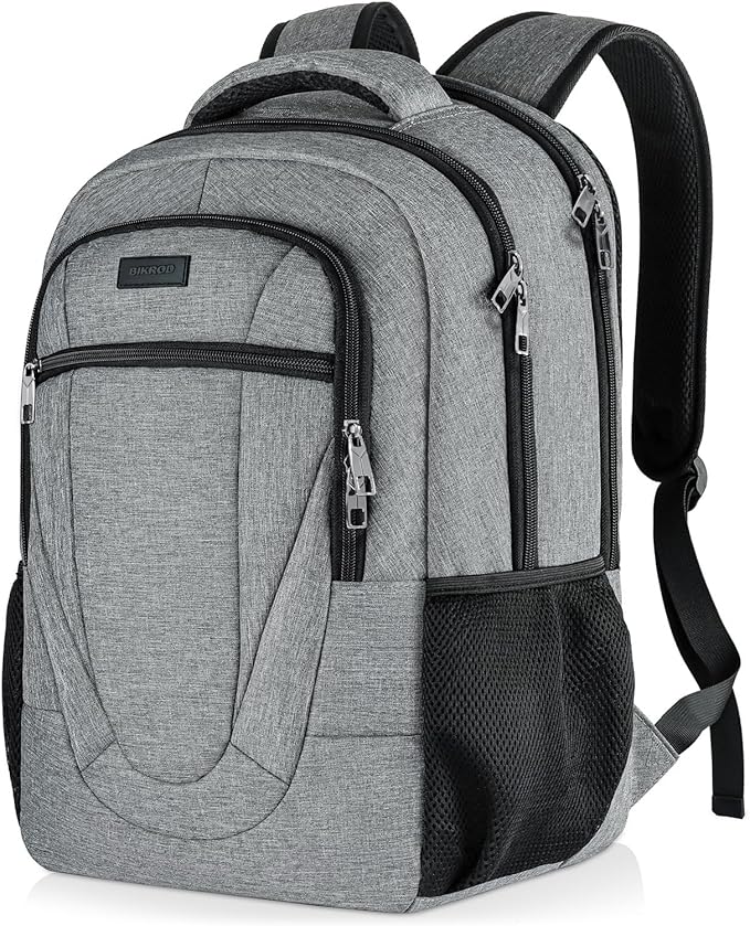 BIKROD Travel Laptop Backpack for Men and Women, Backpacks for School Teen Boys, Business Anti Theft Slim Sturdy Back Pack Adult Computer Bag Gift 15.6 IN Laptop, Grey by PRISTINEBAGUS