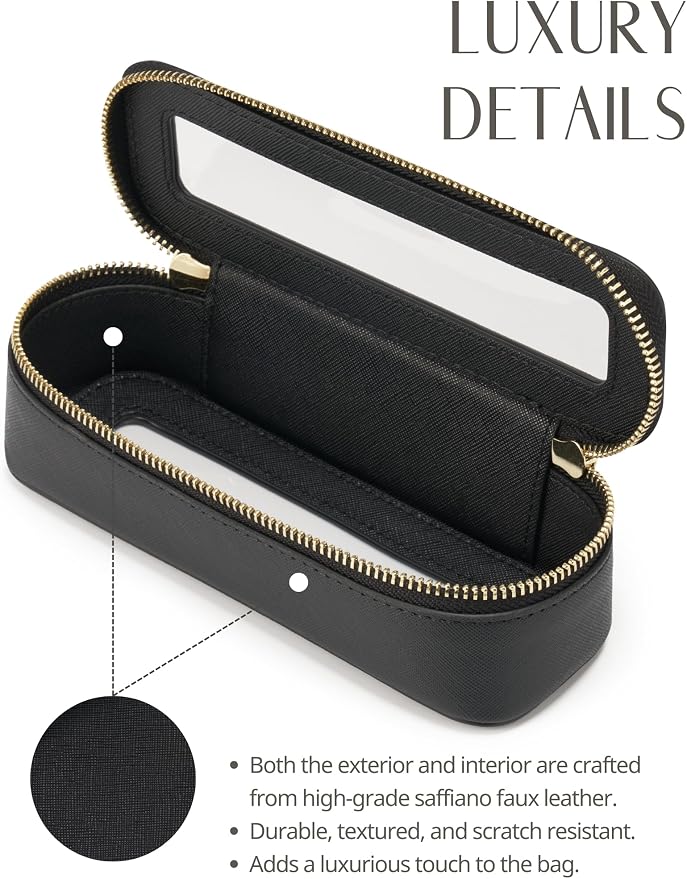 Popvibe Makeup Brush Travel Case Slim Makeup Bag for Women Clear Cosmetic Bag Cute Makeup Case Black Toiletry Bag for Traveling Transparent Car Makeup Bag Aesthetic Makeup Brush Bag - Image 6