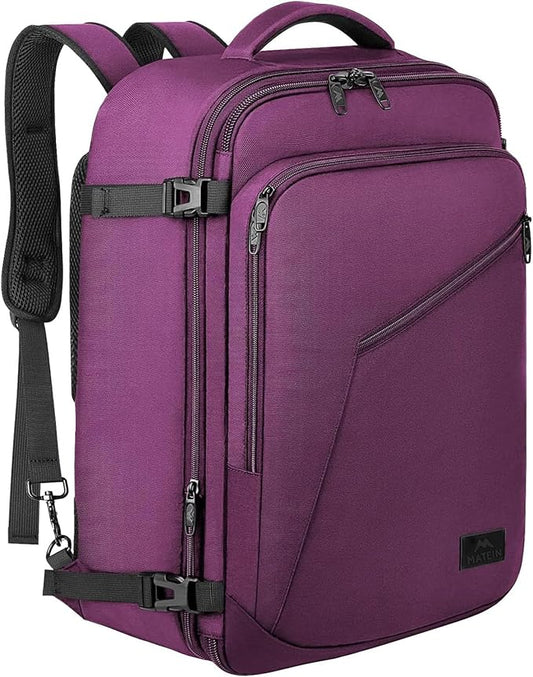 MATEIN Purple Carry on Backpack for Women, Flight Approved Bag for Traveler | Expandable Travel Backpack, Airline Daypack for Plane, Weekend BackPack, Water Resistant, Anti Theft, Gifts for Teacher Nurse by MATEIN