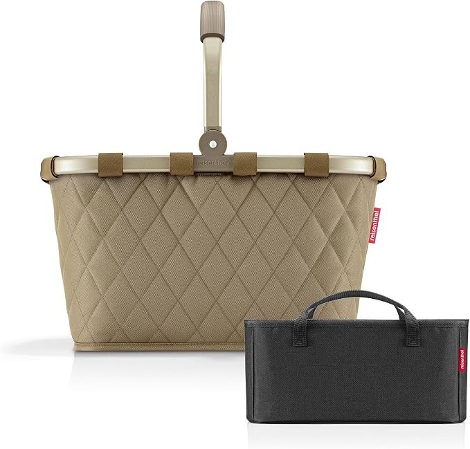 reisenthel Carry Bag + Organiser - Functional Bag Organiser: For Even More Order in Your reisenthel Shopping Basket, Rhombus Olive + Black, Practical, elegant by reisenthel%C2%AE
