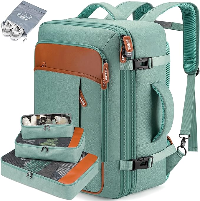 Lumesner 40L Expandable Carry On Travel Backpack with 4 Packing Cubes | Flight Approved, Fits 17 inch Laptop, Water-resistant, Suitcase Backpack, Business Weekender Luggage, Gift for Men & Women by Lumesner