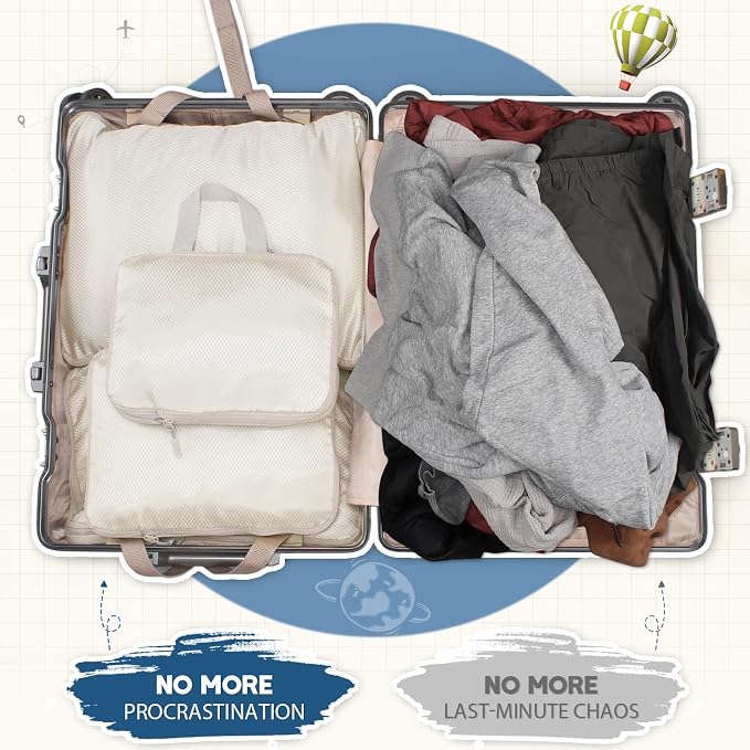 Compression Packing Cubes, XL Large Packing Cubes for Suitcase, Waterproof Suitcase Clothes Organiser Bag, Travel Packing Bag for Backpack, Luggage Cubes for Packing, 4-piece Set XL, L, M, S - Image 6