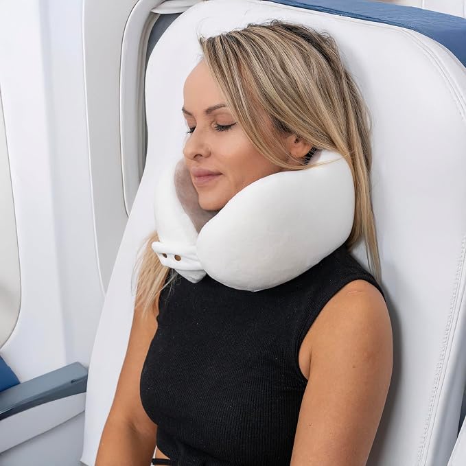 Women's Small Fitted Neck Pillow for Traveling, Memory Foam Travel Pillow, Travel Neck Pillows for Airplanes, Travel Essentials for Flying, Car Essentials for Women, Plane Pillow in Ash - Image 5