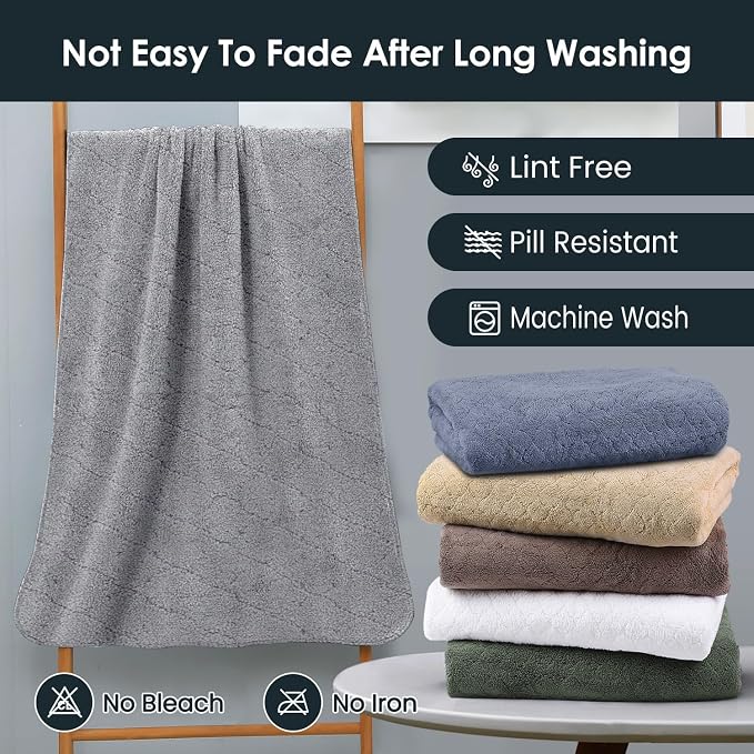JML Microfiber Bath Towels, Oversized, Ultra Soft, Super Absorbent and Fast Drying, No Fading and Multipurpose Use for Sports, Travel, Fitness, SPA and Yoga (Coral Fleece - Grey, 30 in x 60 in) - Image 7