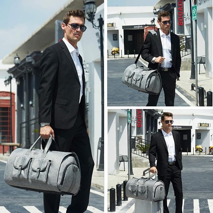 UNIQUEBELLA Convertible Garment Bag for Travel Carry on Garment Duffel Suit Bag with Shoe Compartment Weekend Flight Bag for Men - Image 2