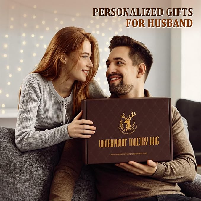 Personalized Mens Large Leather Travel Toiletry Bag Hanging Dopp Kit Grooming with Laser Engraved Initials, Custom Monogrammed Gifts for Groomsmen Groom Boss Friend Brother, Mustard Letter O - Image 2