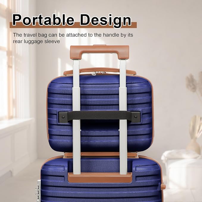 Joyway Carry On Luggage 20 Inch Expandable Suitcase with Spinner Wheel, 4 Piece Hard Shell Luggage Set with TSA Lock(Navy brown) - Image 3