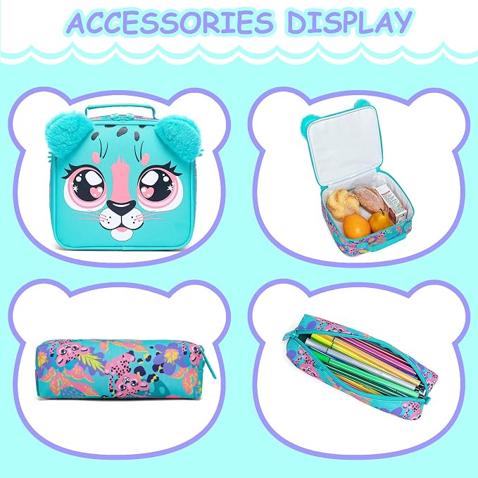 Kids Backpacks for Girls School Bag Cute Girls Backpacks Ages 8-10 with Lunch Box Pencil Case Bookbag Set Travel Backpack for Preschool Kindergarten Elementary Students - Image 5