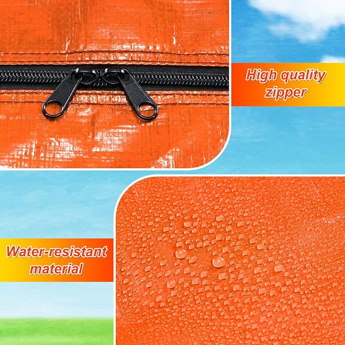 Windyun 4 Pack 57 Gallon Extra Large Moving Bags XXL Heavy Duty Storage Bag with Strong Zipper Handle Jumbo Big Tote Box Foldable for College Dorm Travel Clothes Duffle Blanket Pillow(Orange) - Image 3