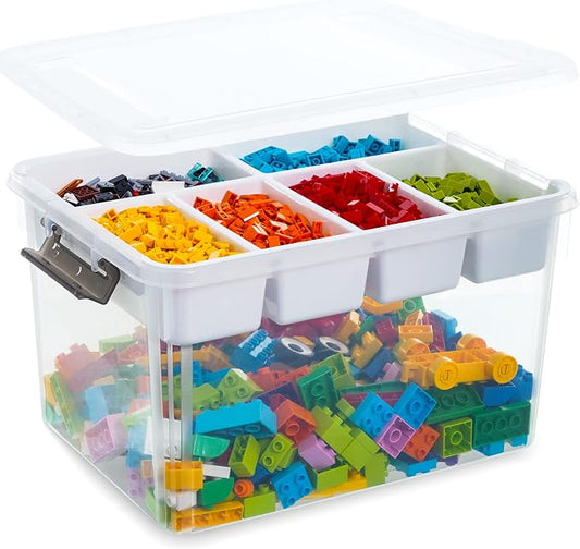 Citylife 17QT Clear Craft Organizers and Storage Box with Removable Tray | Stackable Art Supply Organizer Storage Bins with Lids for Beads, Markers, Sewing, Tools, Playdoh, Toys, Made in USA by CITYLIFEHomeOrganization