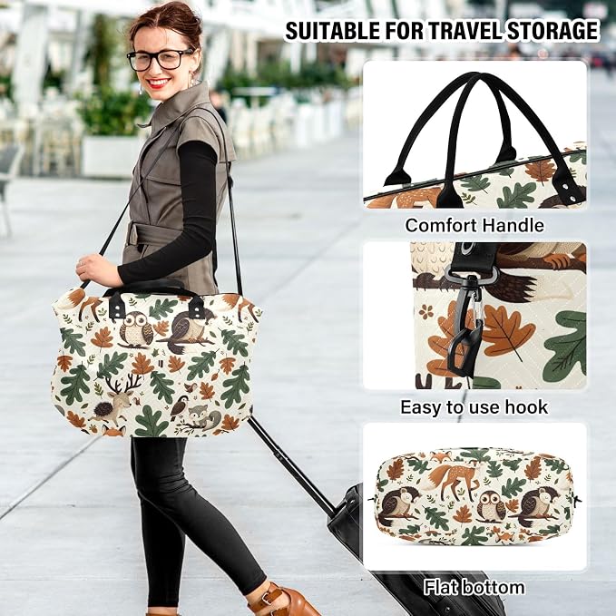 Weekender Bags Travel Duffel Gym Bag Carry on Overnight Tote Bag with Toiletry Bag for Airplane Travel Trip Gym Yoga (Woodland Forest Animals Fox) - Image 6