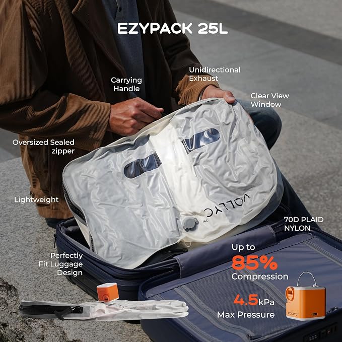 Travel Vacuum Bags with Pump, 25L Large Capacity Vacuum Bags for Travel, IPX7 Waterproof, Travel Essentials Compression Bags for Luggage Backpack Suitcase Home Storage - Image 4