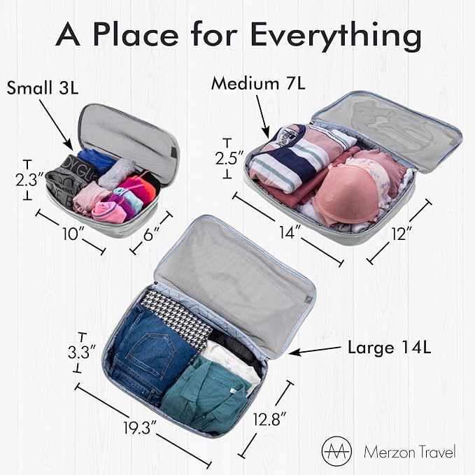 The Packus Cubus from 3 Piece Packing Cube Set with a 24 Liter Total Capacity Travel Luggage Organizer for Clothes Shoes and Accessories Made from Sturdy Nylon PC-511-SLV Silver. - Image 4