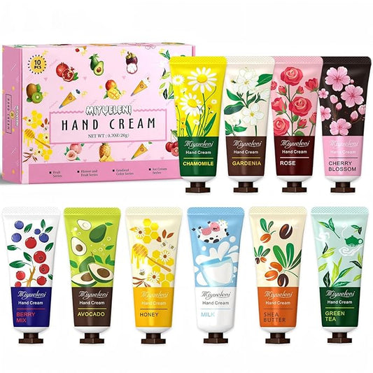 10 Pack Hand Cream Gift Set, Subtle Fragrance Moisturizing Hand Lotion, Womens Gifts for Christmas, Birthday, Thank You Gifts，Stocking Stuffers for Women,Teengirls, Mini 20ml