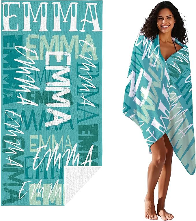 JML Personalized Beach Towel with Name, Custom Beach Towel with Name, Customized Microfiber Pool Towel, Quick Dry & Absorbent Swim Towel for Adult,Anniversary, Birthday, Summer Holiday,Vacation - Image 2