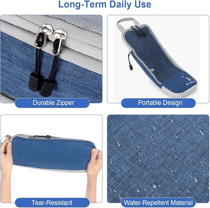 VINATO Packing Cubes Compression 6erSet - Waterproof Vacuum Bags & Organizer Suitcase for Clothes and Shoes, Space Saving for Suitcase Backpack Hand Luggage, Travel Organizer Blue - Image 4