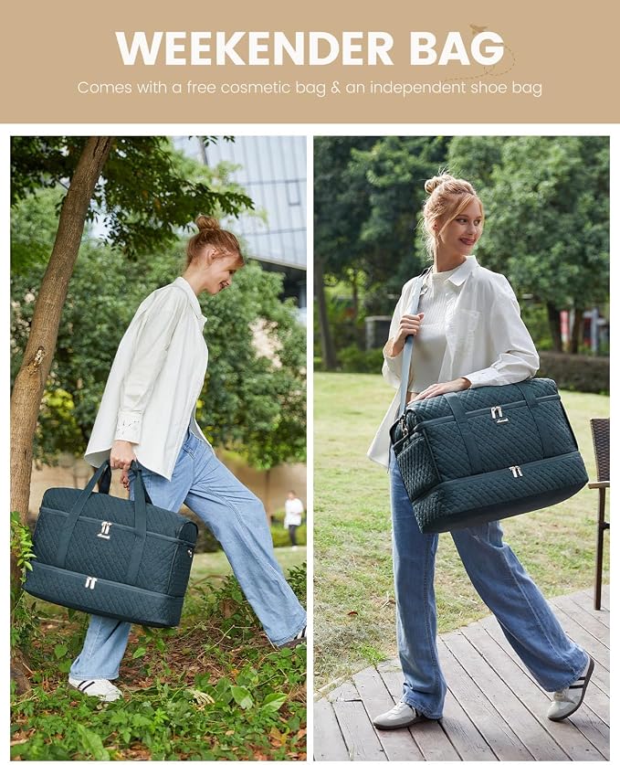LOVEVOOK Travel Duffle Bag - Weekender & Overnight Bag with Toiletry & Wet Pocket, Carry-On Size, 3pc Set - Image 3