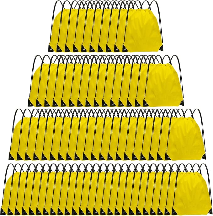 Grneric Drawstring Backpack Bulk 70Pcs String Backpack Drawstring Bags Cinch Bag Sackpack for Men Women Gym(Yellow) by Grneric