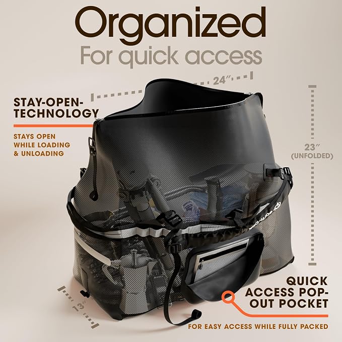 Earth Pak Waterproof Duffel Bag - Large Dry Bag, 1680D TPU, Heavy Duty, Camping & Marine Dry Bag, 8x8 Popout Pocket - Image 5