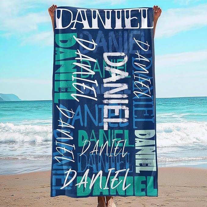 JML Personalized Beach Towel with Name, Custom Beach Towel with Name, Customized Microfiber Pool Towel, Quick Dry & Absorbent Swim Towel for Adult,Anniversary, Birthday, Summer Holiday,Vacation by JML
