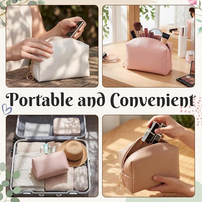 Chunful 24 Pcs Preppy Makeup Bag PU Leather Cosmetic Bag Bulk Makeup Plain Pouch Waterproof Toiletry Purse for Women Traveling Preppy Pencil Case Valentine's Day Gifts (Blush Nude) - Image 6