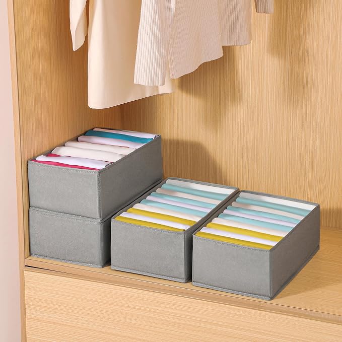 4 Packs T-shirt Drawer Organizers for Clothing,10 Grids Compartment Wardrobe Storage Box, Clothes Organizer for Folded Clothes, T-shirt, Legging-15.75''x9.06''x5.91'' - Image 7