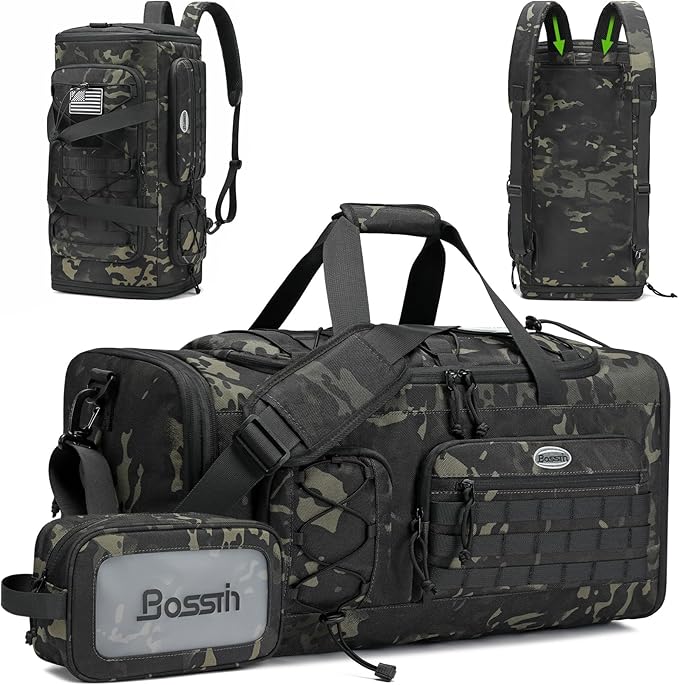 Bosstin Gym Bag for Men & Women,45L Travel Duffle Sports Duffel Bag Gym Weekender Overnight Backpack with Shoe Compartment (GREEN CAMOUFLAGE) by BOSSTIN