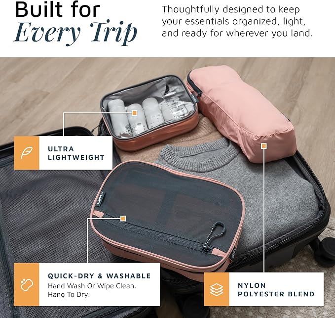 Toiletry Bag Kit 3 Piece Set: Hanging Travel Toiletry Bag + 311 TSA Cosmetic Liquid Bag + Accessory Organizer Pouch - Image 2