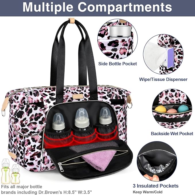ITIEZY Diaper Bag Tote for Baby - Large Mommy Bag with Portable Changing Pad Pacifier Case, Hospital Bags Travel Baby Bag - Image 4