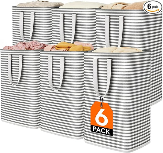 Lifewit 6 Pack Laundry Basket 80L Each, Collapsible Clothes Hamper with Reinforced Handles, Freestanding Waterproof Design for Bedroom and Laundry Room, Black 480L Total by Lifewit