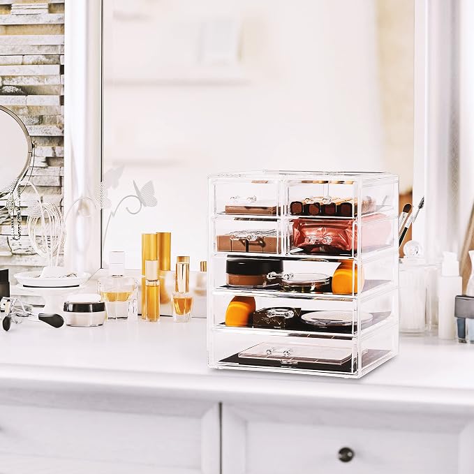 Sorbus Acrylic Makeup Organizer Set, 7-Drawer Vanity & Countertop Cosmetic Storage with Small & Wide Drawers, Clear Makeup Storage for Brushes, Lipsticks, Jewelry – Holiday Gift for Women & Teens - Image 7