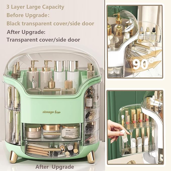 Omeily Upgrade Large Makeup Organizer Countertop Vanity Organizer Cosmetic Organizer Makeup Storage Box Bathroom Counter Organizer Perfume Skincare Organizers Gift Women Clear Design Easy Visibility - Image 3