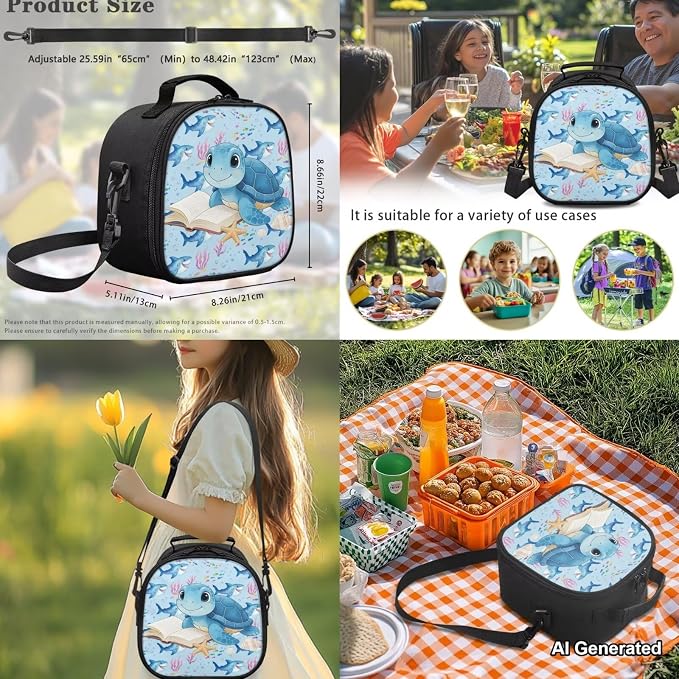 Learning Sea Turtle Backpacks for Girls School Cute Bookbag with Lunch Box Backpack for Boys Set of 4 Back to School Supplies for Elementary 8-12 Kids Bookbag for Daily - Image 5